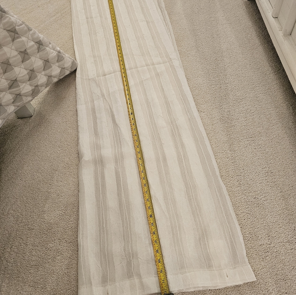 Striped Sheer Shower Curtain White Neutral Textured Modern Spa Bathroom - Picture 5 of 6